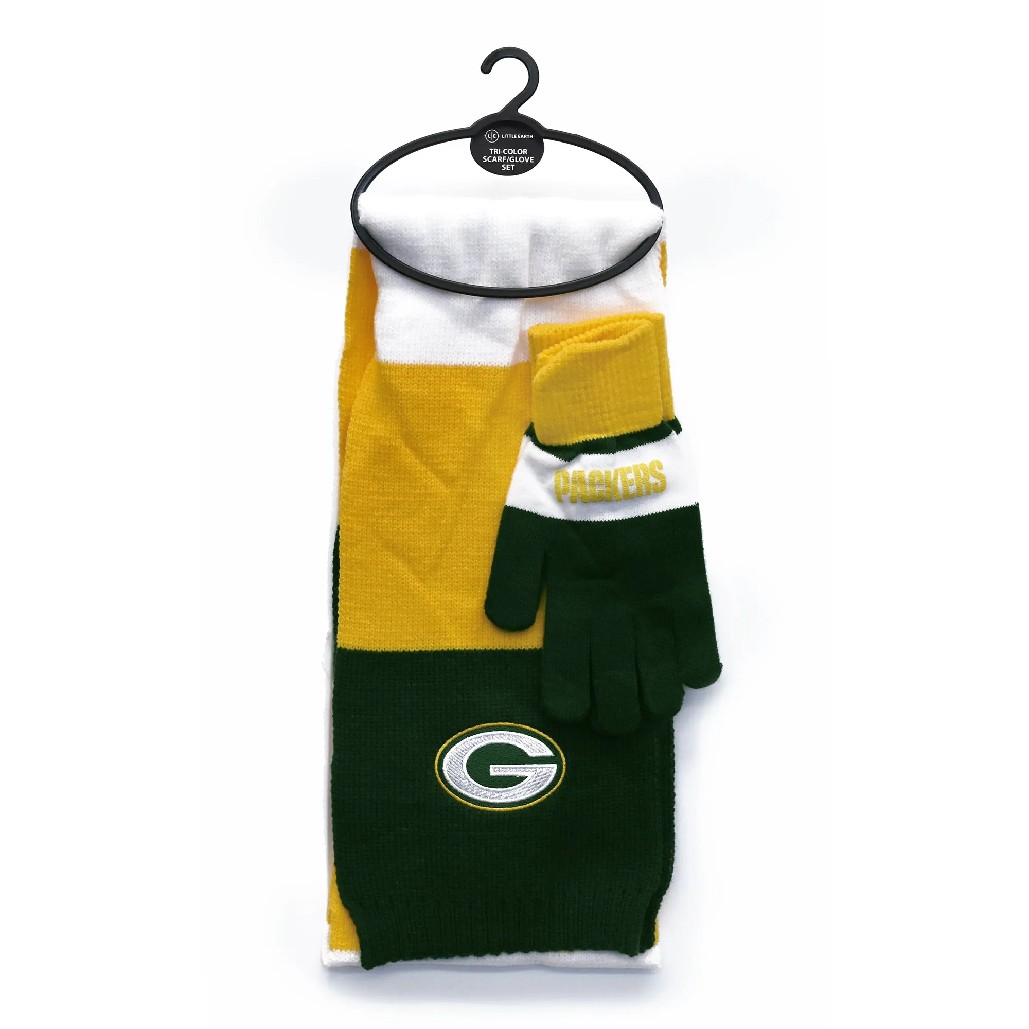 GREEN BAY PACKERS TRI-COLOR SCARF AND GLOVE SET