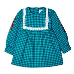 Green Buffalo Check Embroideried Top