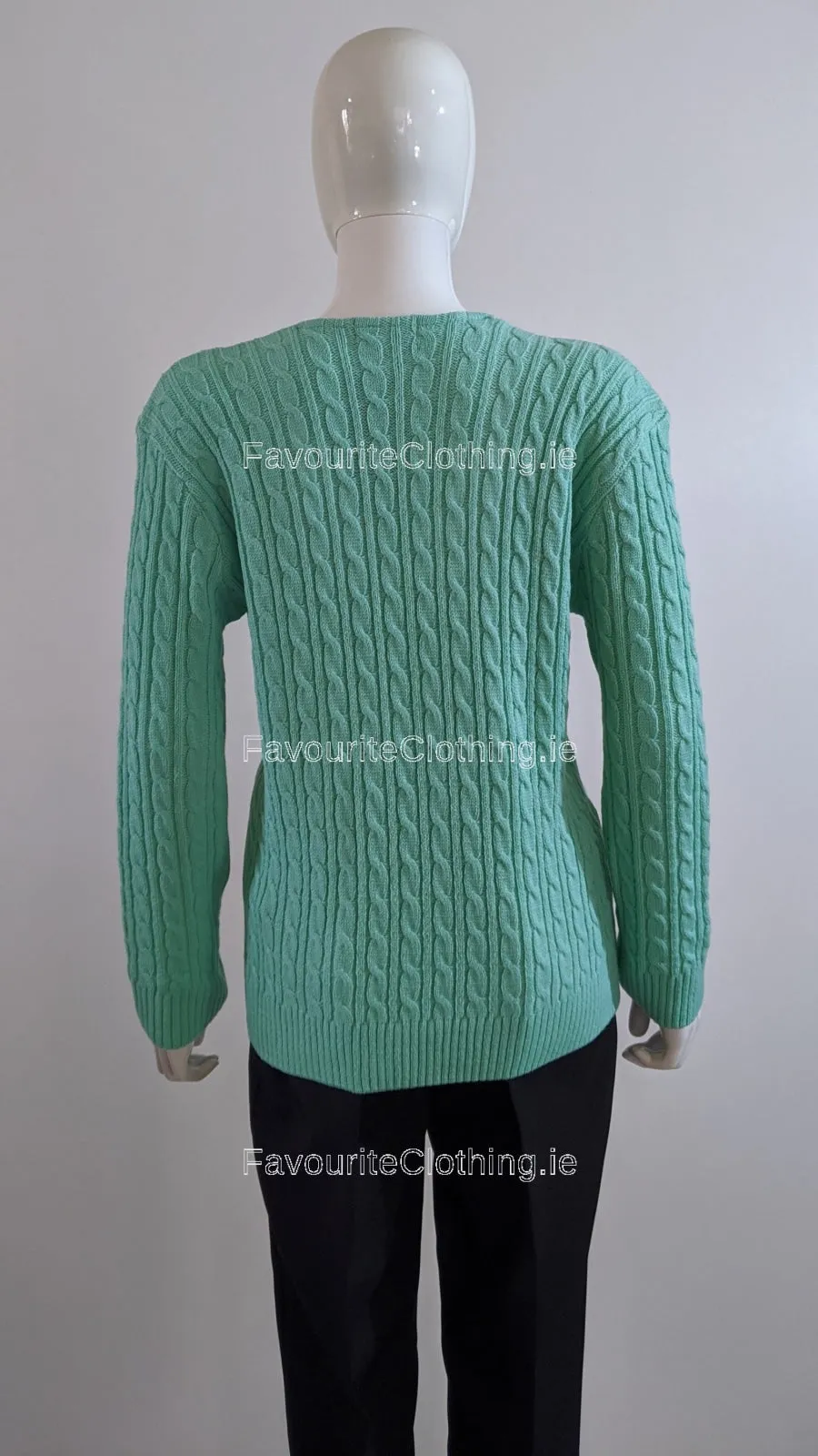 Green V-Neck Cable Knit Jumper