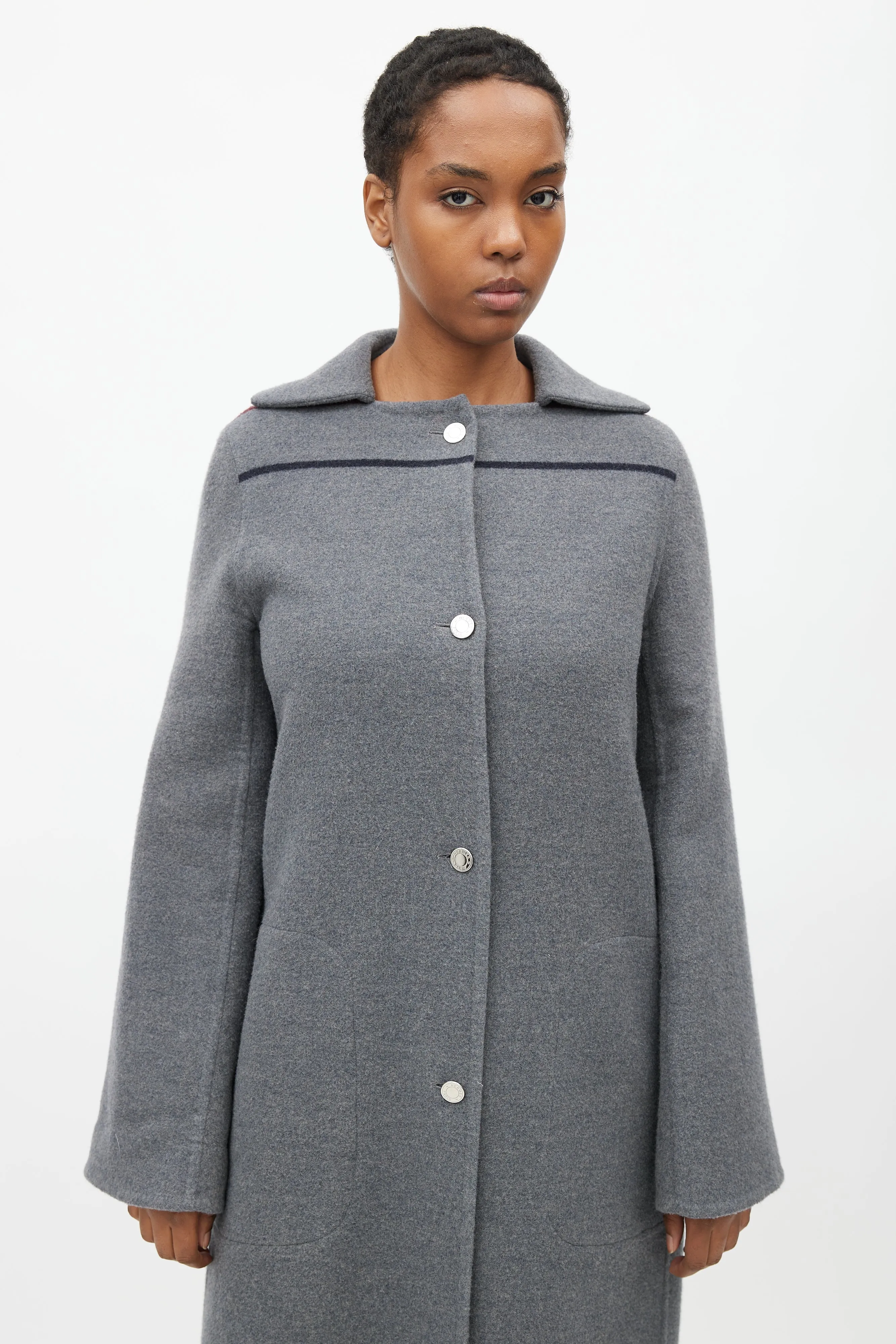 Grey Cashmere Oversized Coat