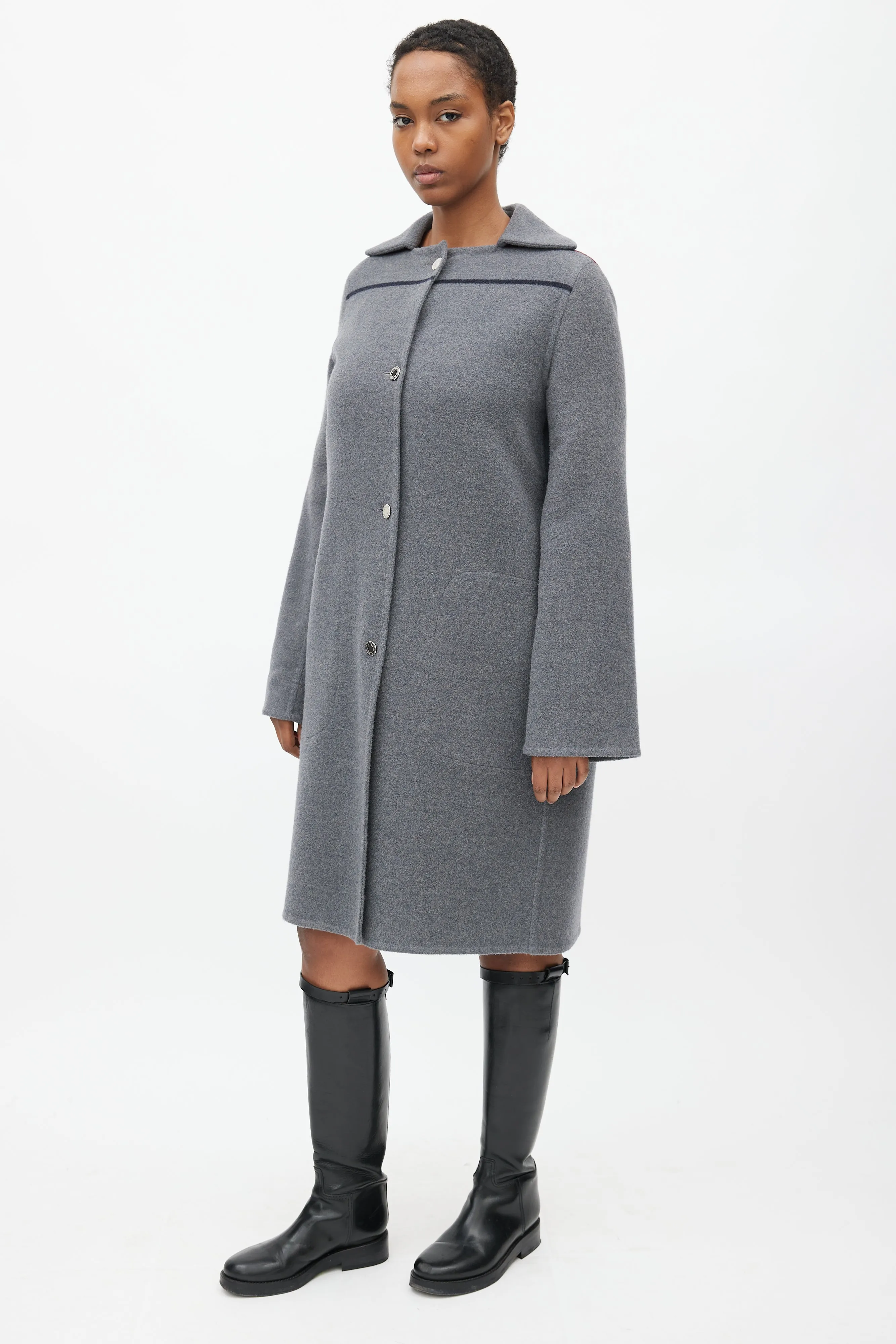 Grey Cashmere Oversized Coat