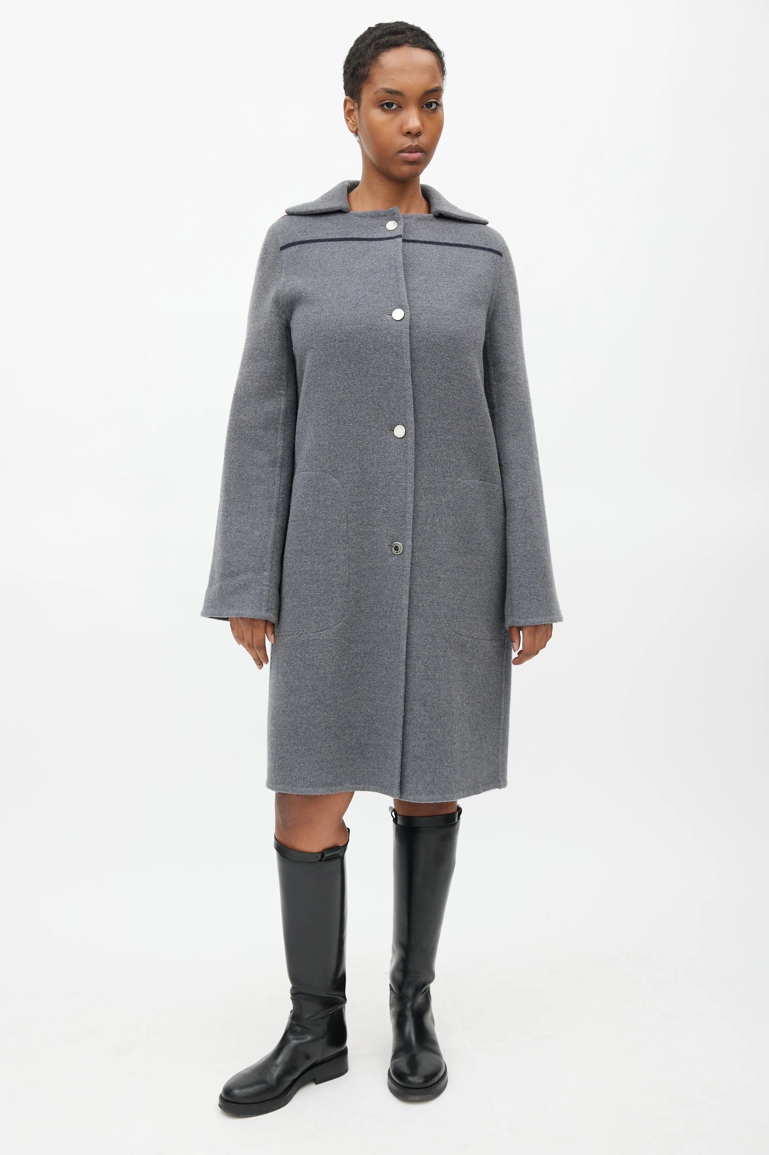 Grey Cashmere Oversized Coat