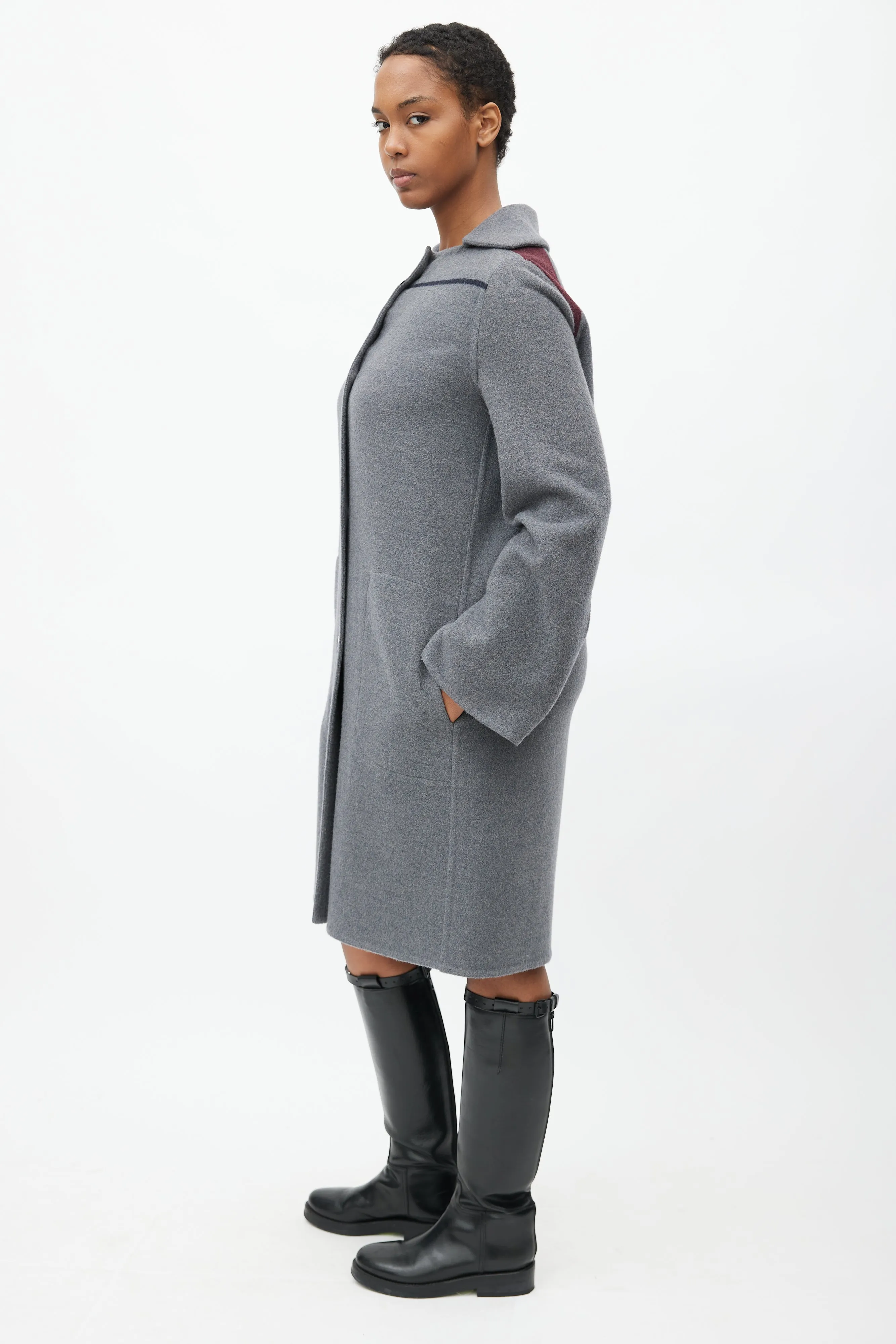 Grey Cashmere Oversized Coat