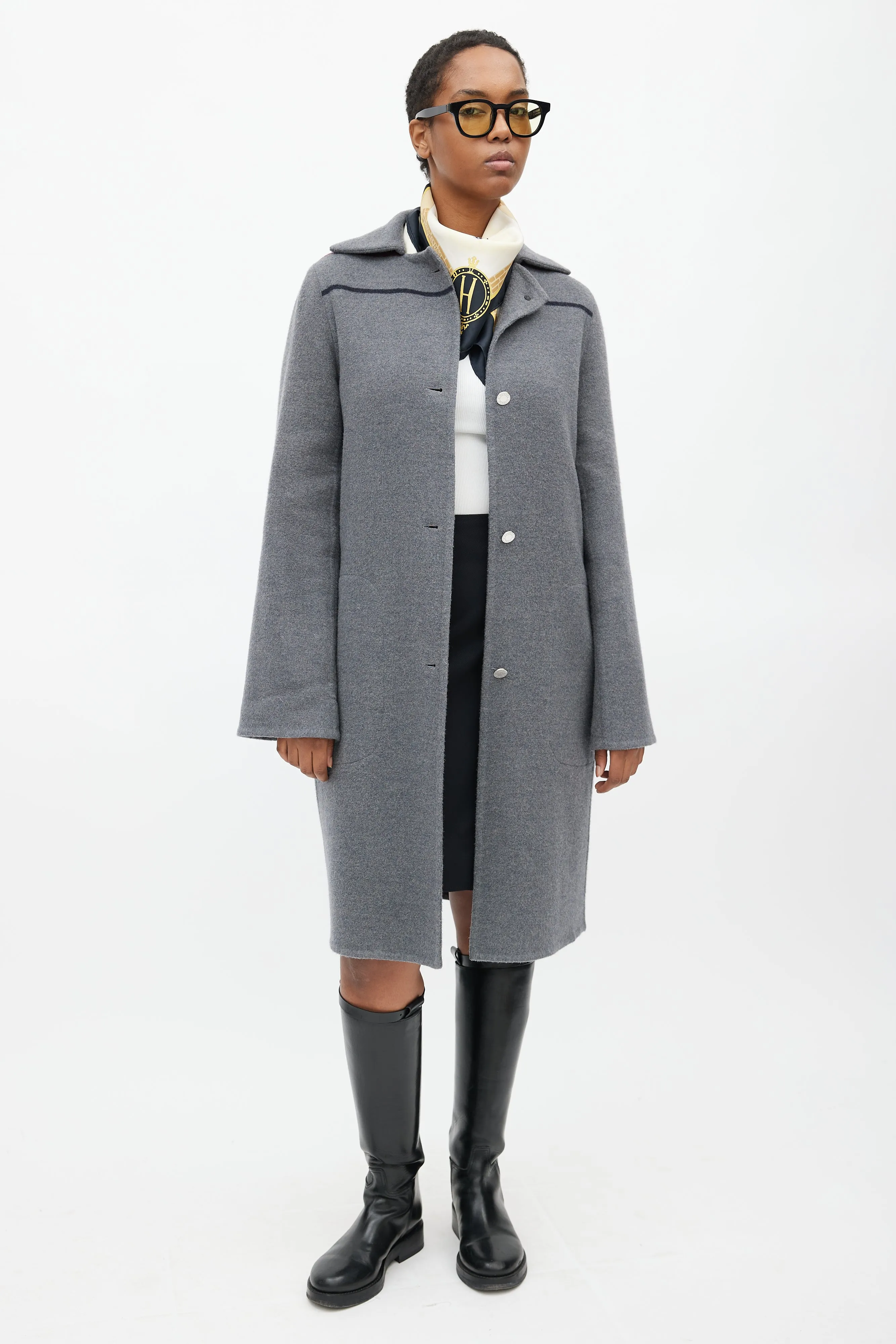 Grey Cashmere Oversized Coat