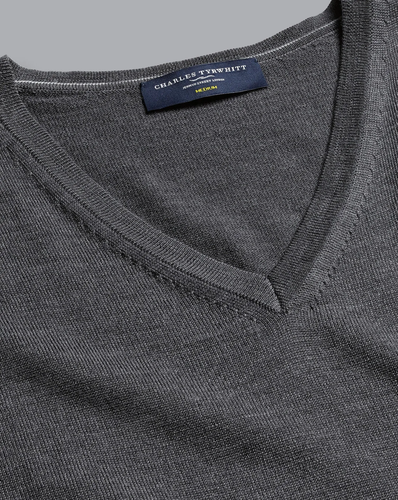 Grey Pure Merino V Neck Jumper