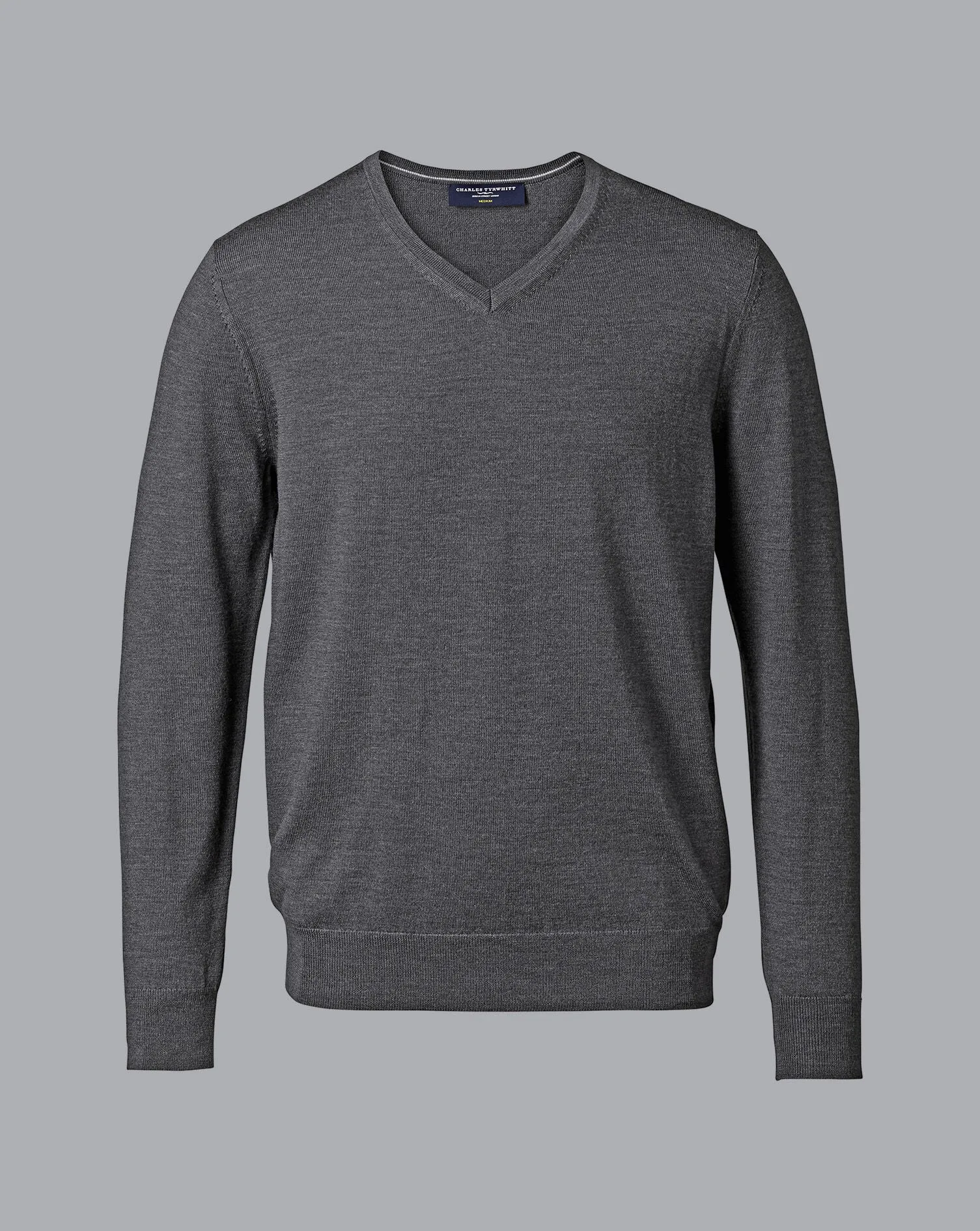 Grey Pure Merino V Neck Jumper