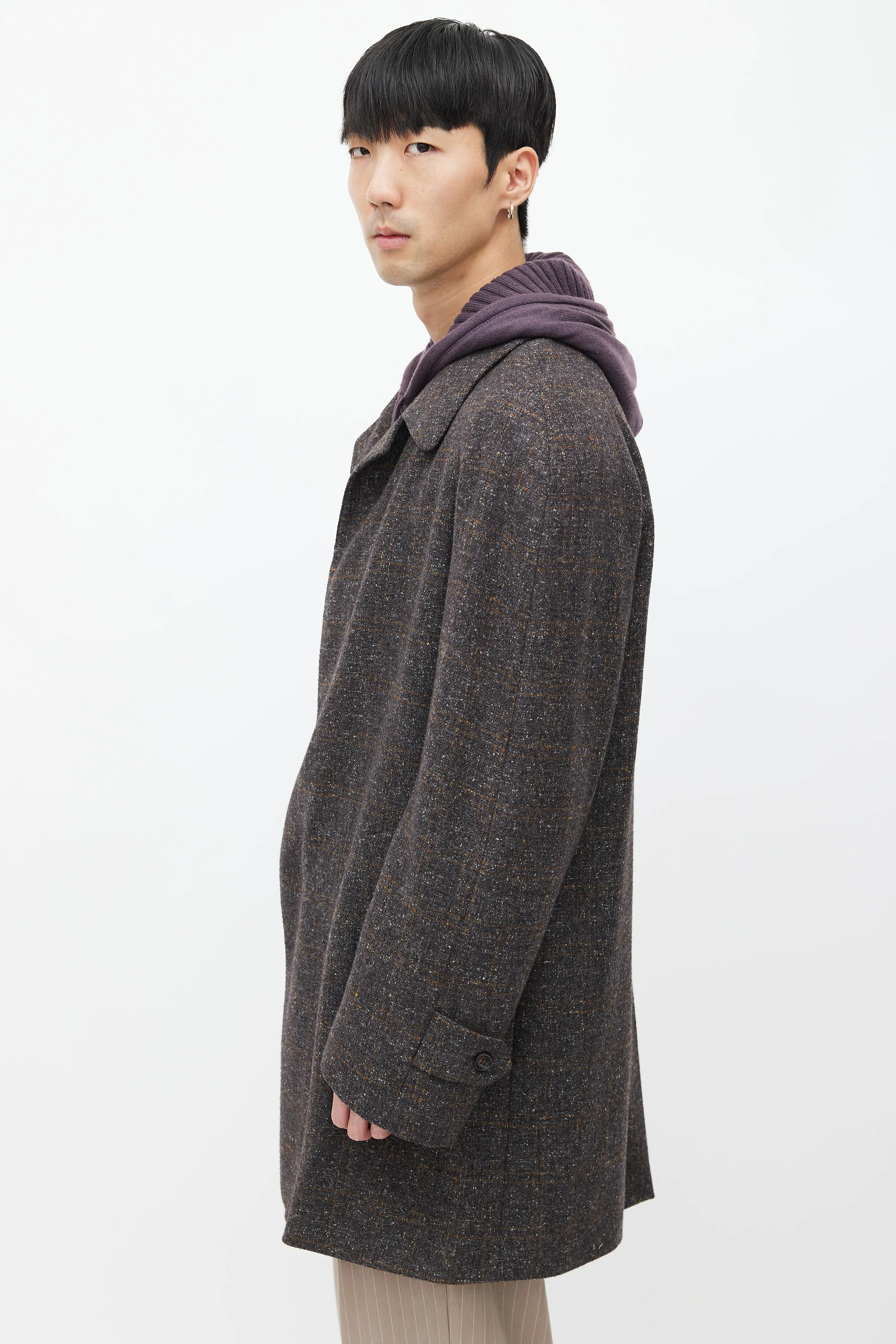 Grey Tweed Cashmere Coat