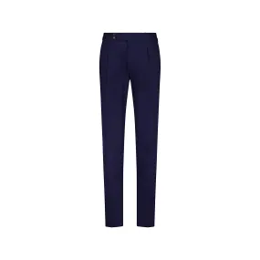 HENRY SARTORIAL Solbiati Cotton Pleated Trousers NAVY REG