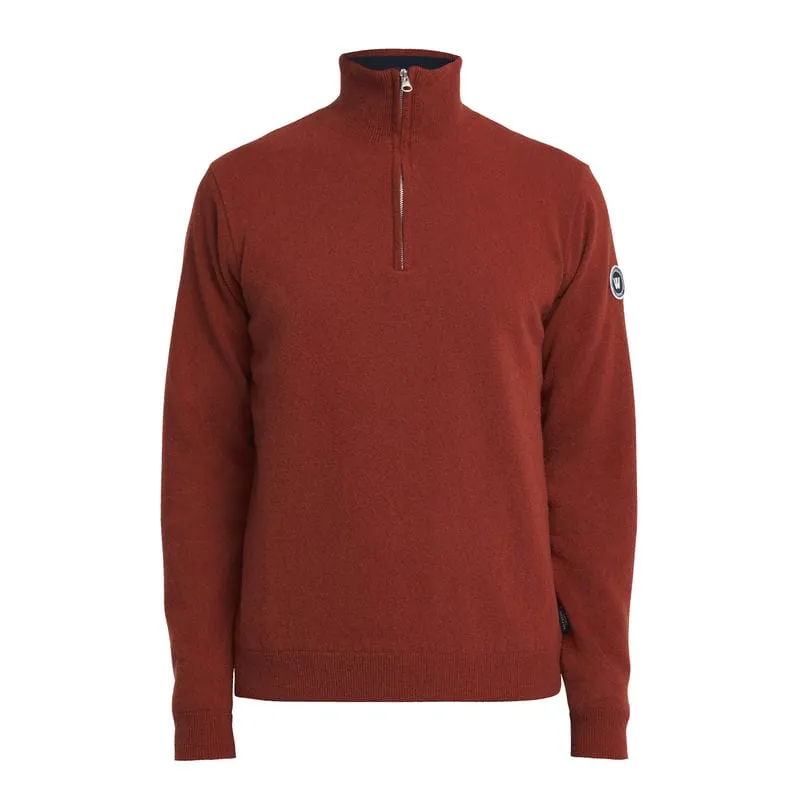 Holebrook Stellan Windproof Mens Merino 1/4 Zip Jumper - Maple Red