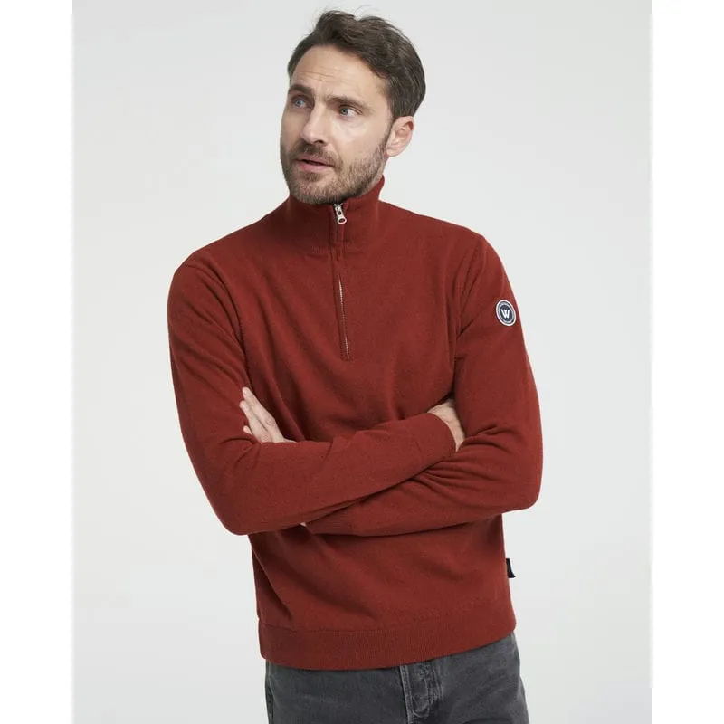 Holebrook Stellan Windproof Mens Merino 1/4 Zip Jumper - Maple Red