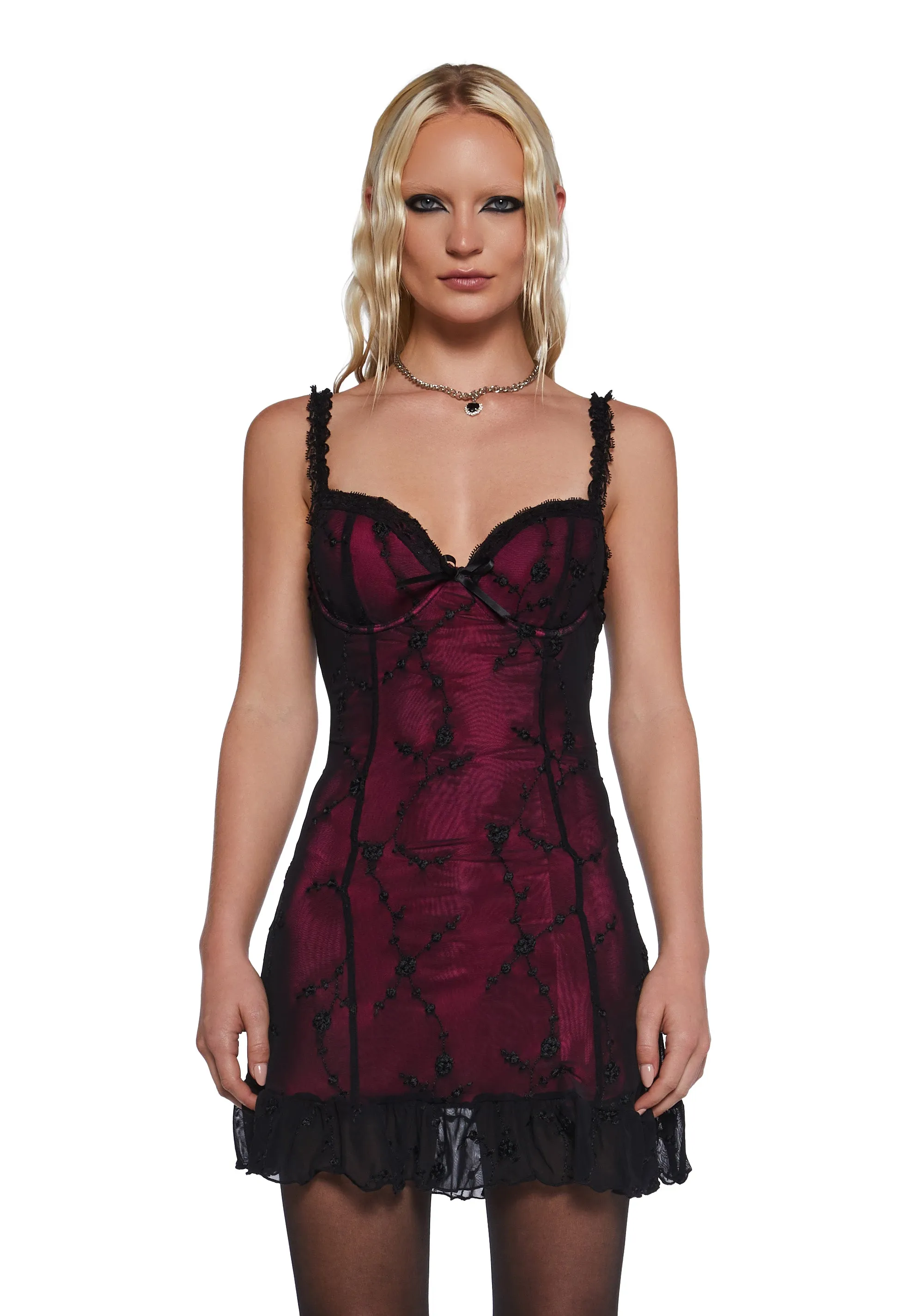 I'm Baby Mini Slip Dress - Wine