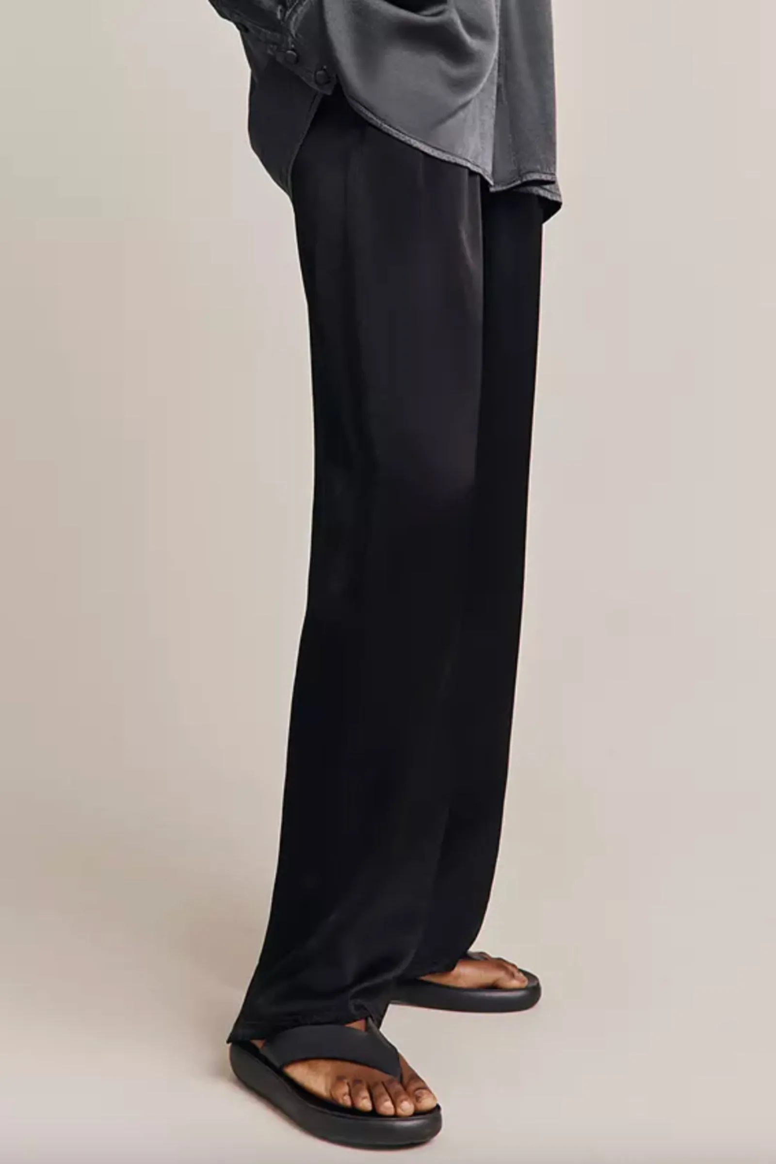 Imogen Black Satin Trousers