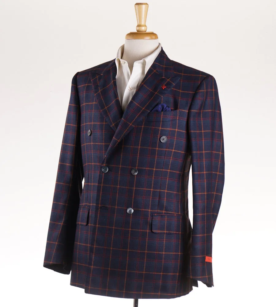 Isaia Indigo Blue Check Cashmere-Silk Sport Coat