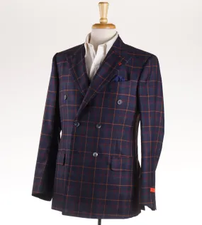 Isaia Indigo Blue Check Cashmere-Silk Sport Coat