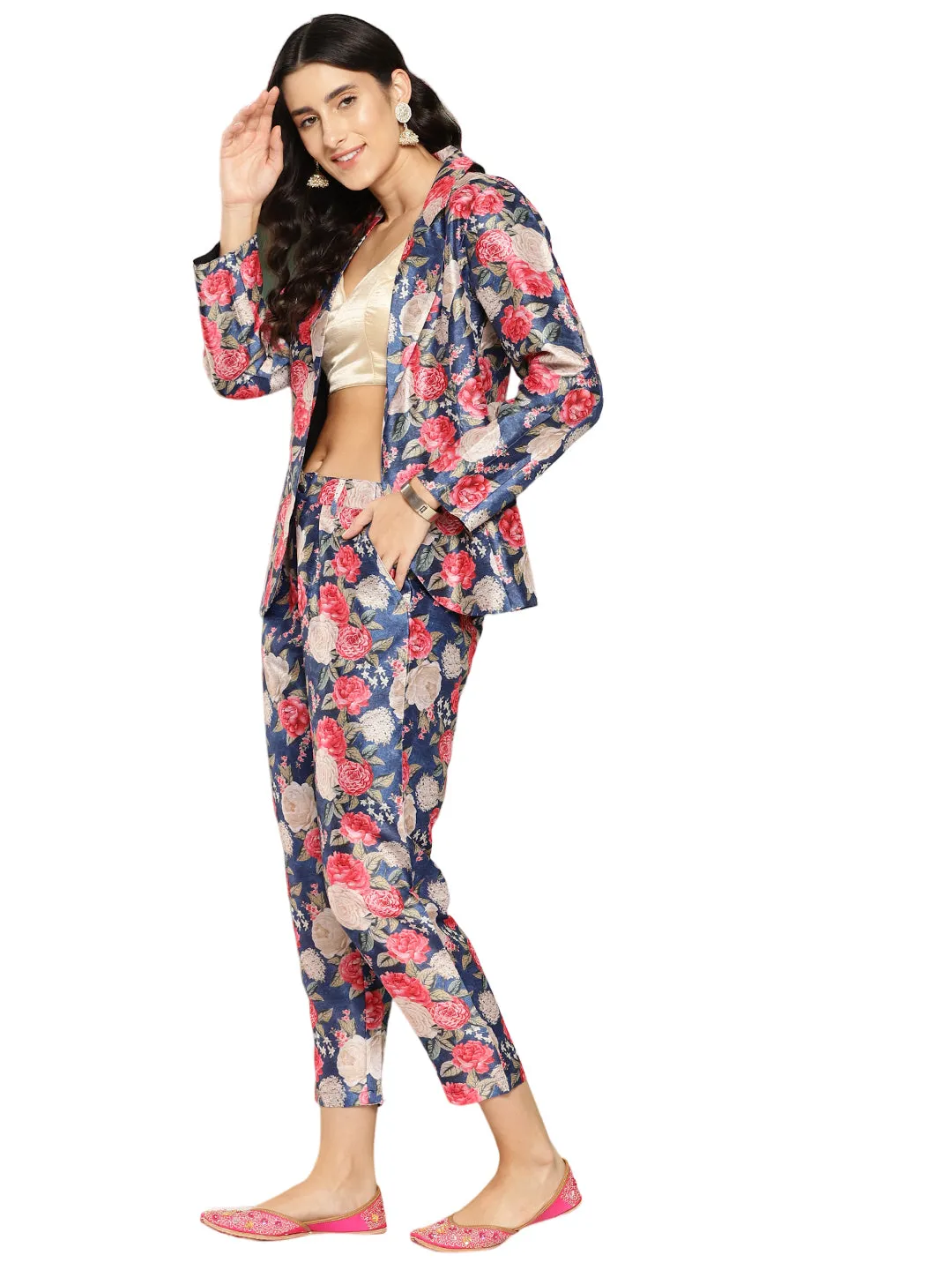 Jashvi Women Printed Coat with Trousers