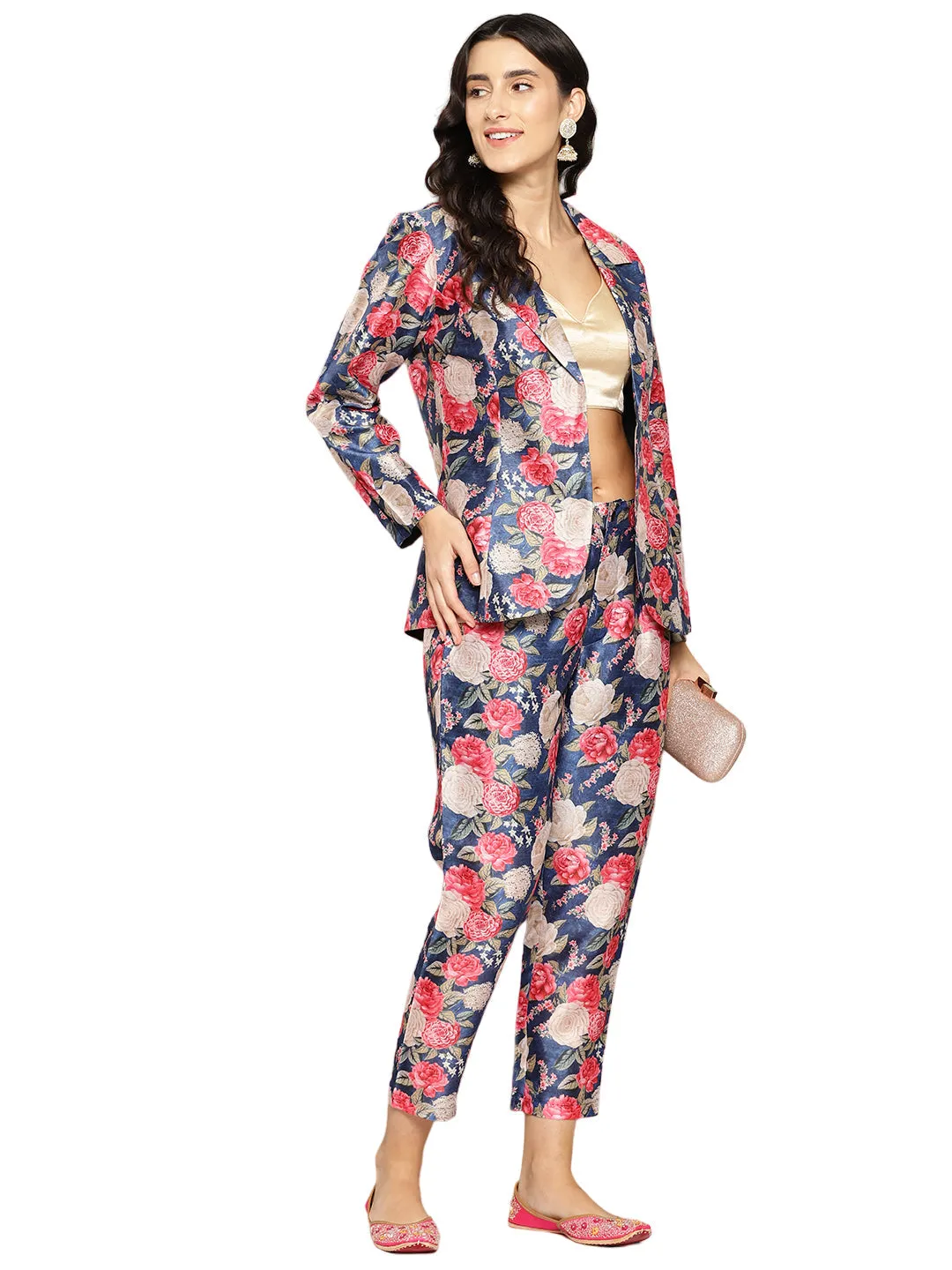 Jashvi Women Printed Coat with Trousers