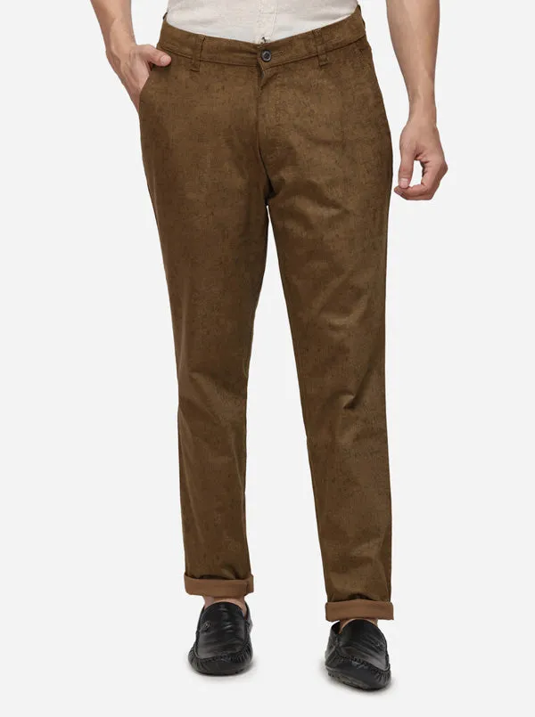 Khaki Solid Uno Fit Casaul Trouser | JadeBlue