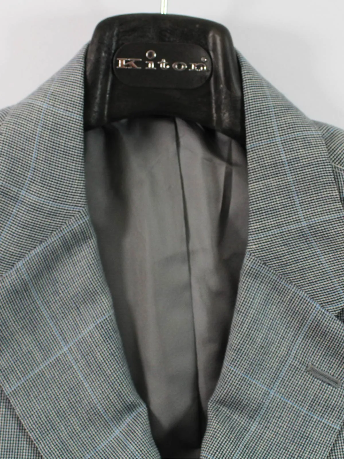 Kiton Blazer Gray Blue Windowpane Cashmere Linen Silk Sportcoat EUR 56 - US 44 R REDUCED - SALE