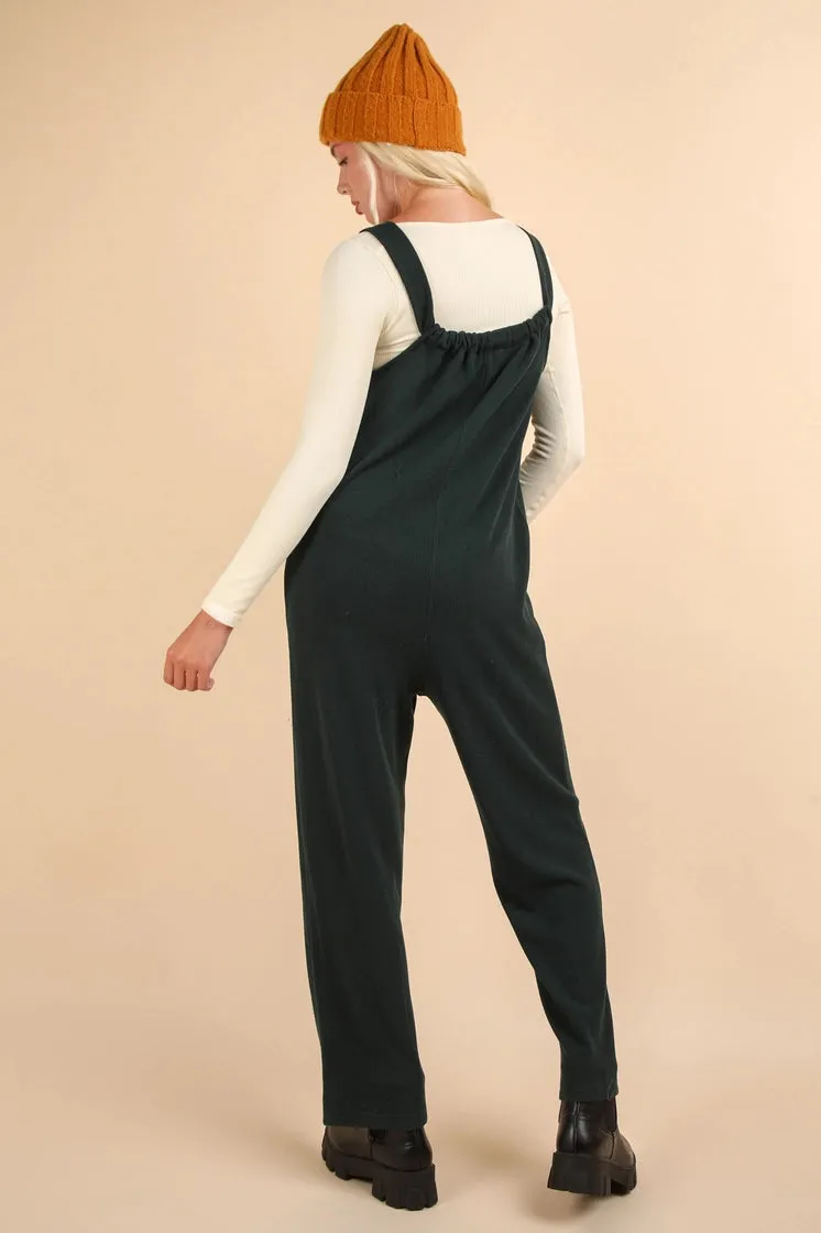 Knit Jumpsuit with Front Patch Pockets Forest