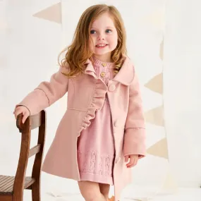 Korango Faux Wool Collared Overcoat - Dusty Pink