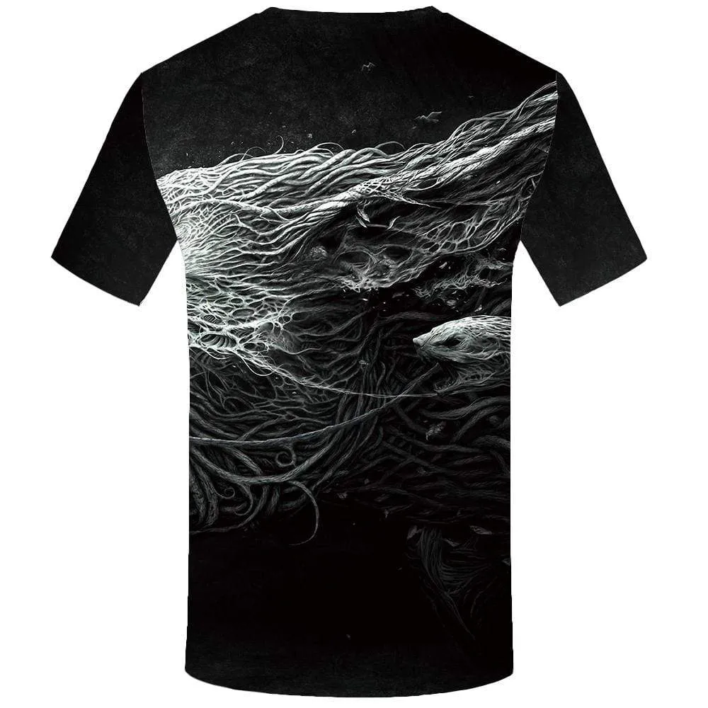 KYKU Wolf T shirt Men Tree T-shirt 3d Black T shirts Funny Galaxy Tshirts Print Gothic Tshirt Anime Mens Fashion Graphic Printed