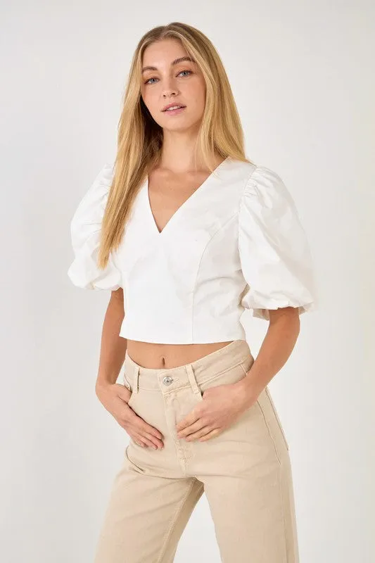 Laura Puff Sleeve Crop Top