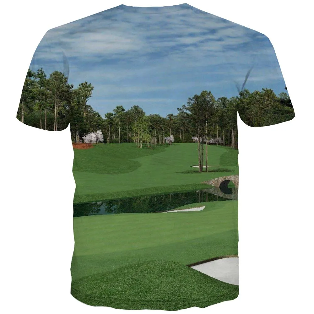 Lawn T-shirt Men Golf Tshirt Printed Forest Tshirts Casual Natural Tshirts Novelty Game T shirts Funny