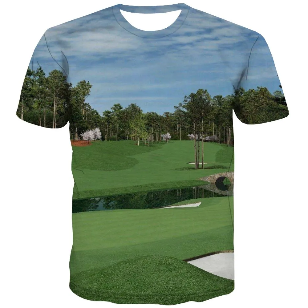 Lawn T-shirt Men Golf Tshirt Printed Forest Tshirts Casual Natural Tshirts Novelty Game T shirts Funny