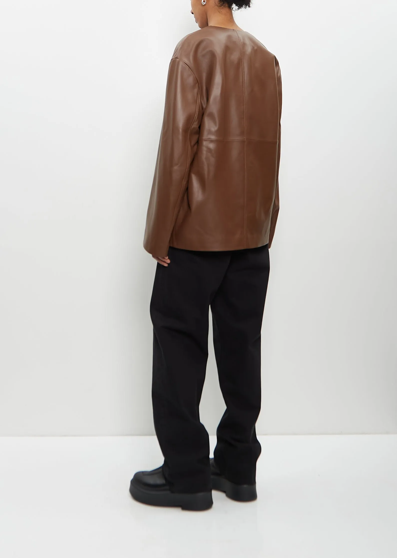 Leather Atalia Round Neck Coat