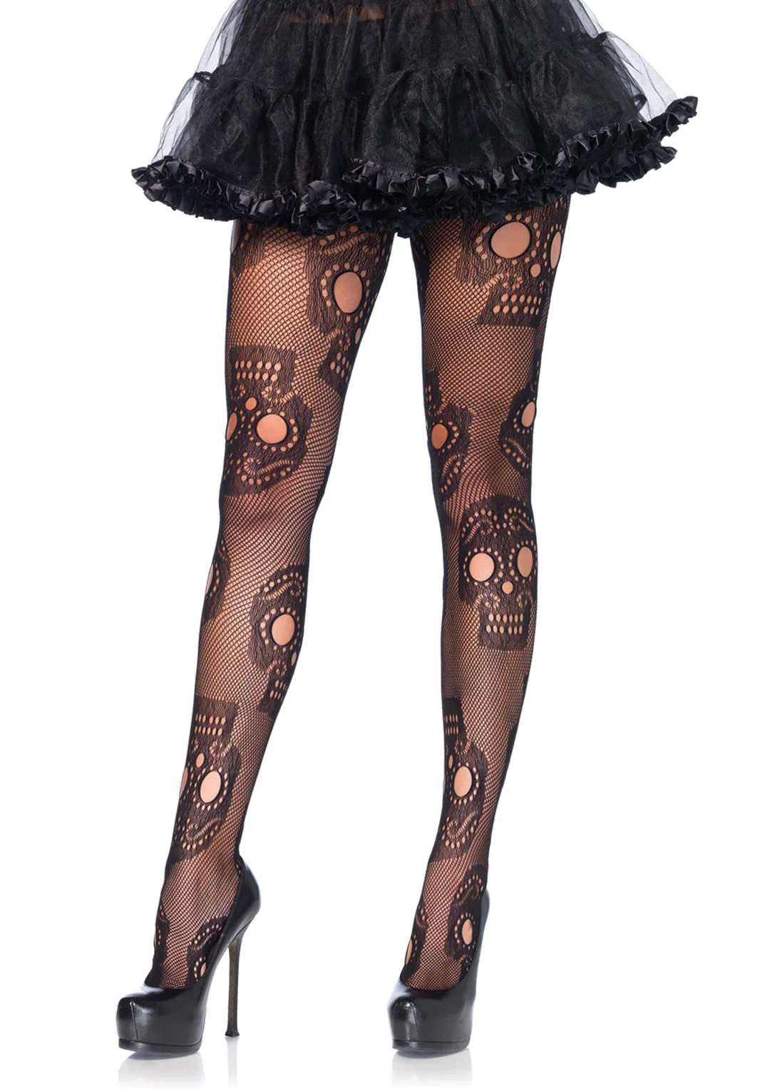 Leg Avenue  Plus Size Sugar Skull Net Pantyhose  9982X