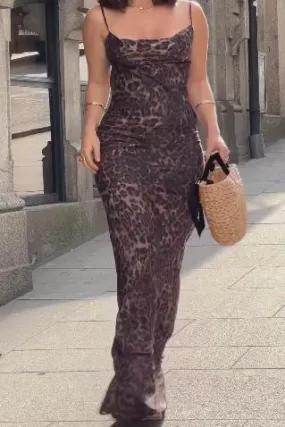 Leopard-Print Slip Dress