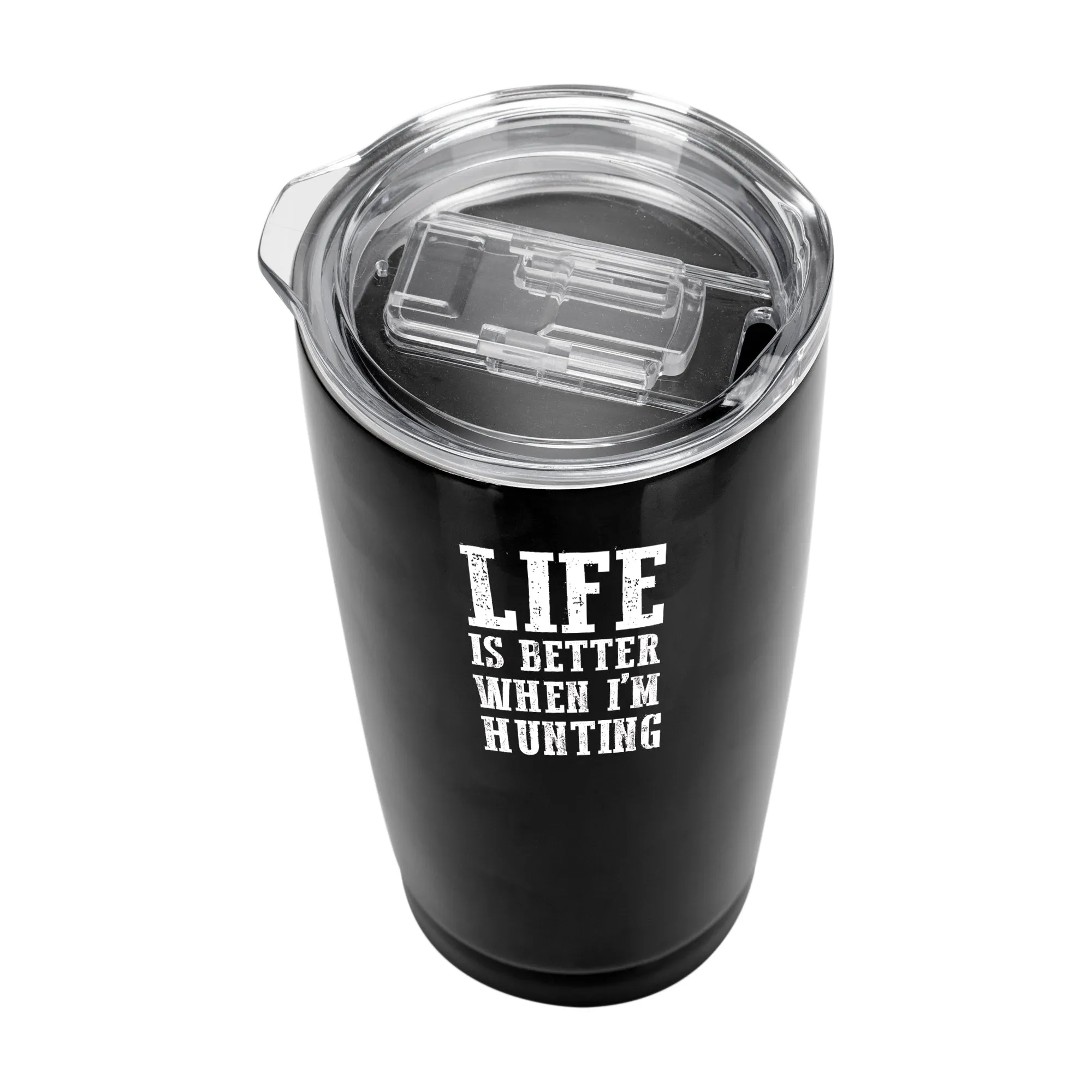 Life Is Better When I'm Hunting 20 Ounce Classic Black Stainless Steel Travel Tumbler Mug