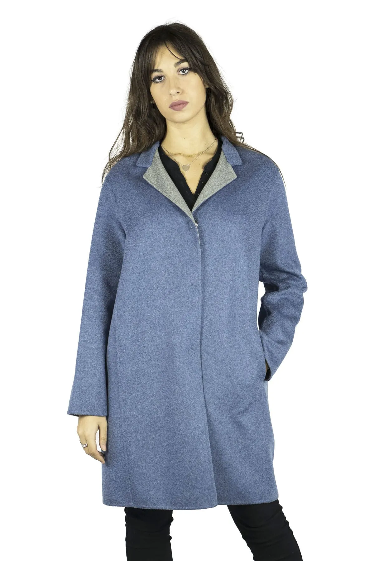 Light Blue Loropiana Cashmere Coat