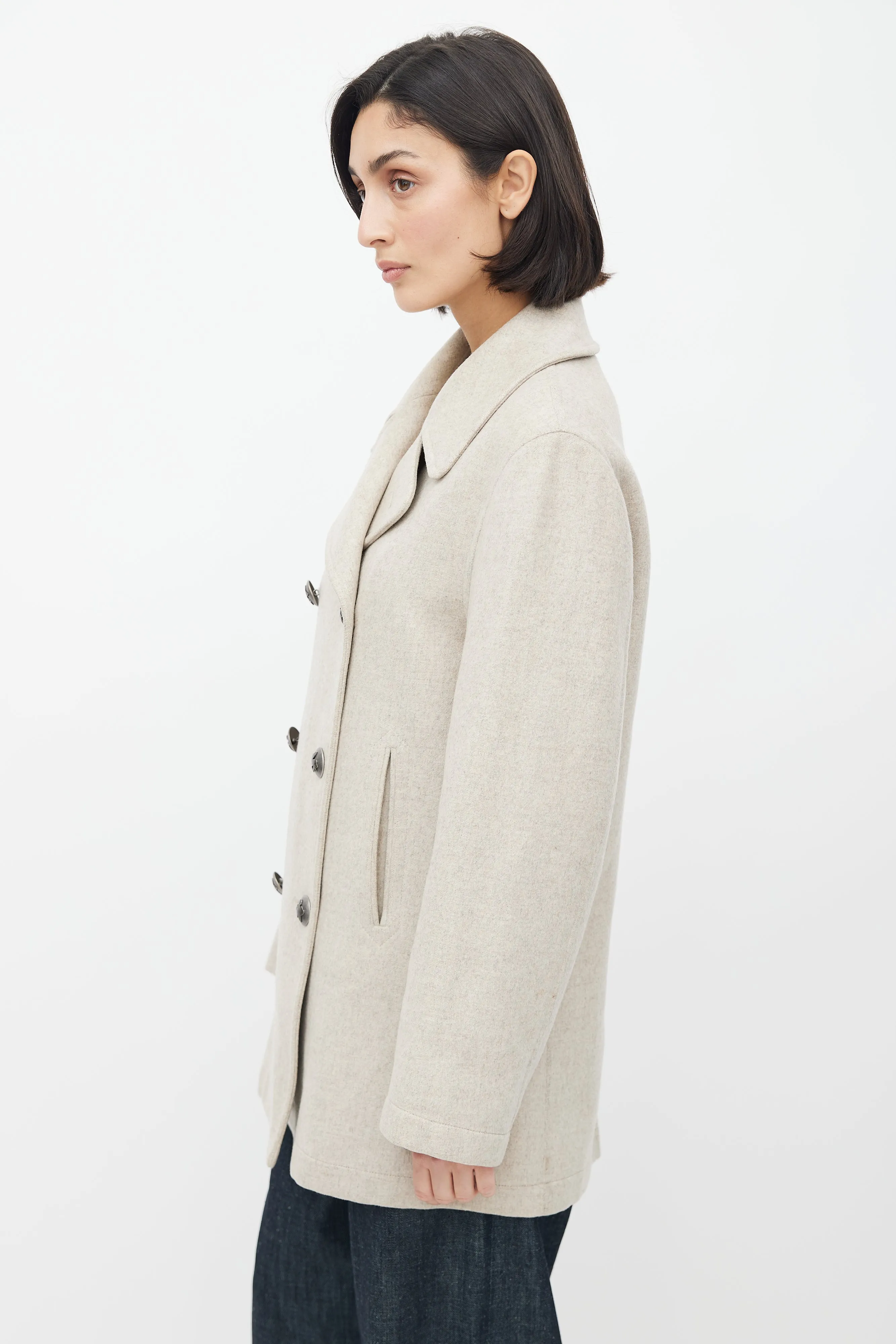 Light Grey Cashmere Double Breasted Coat