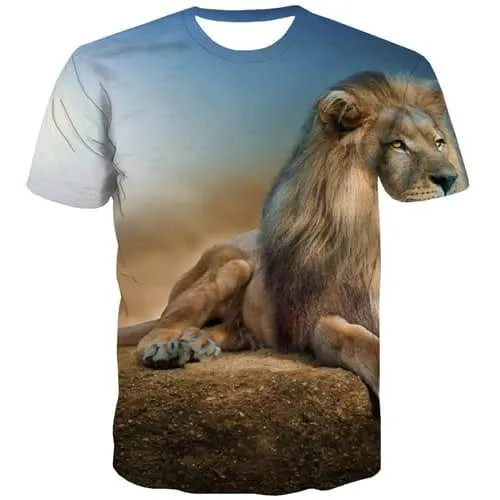 Lion T shirts Men Animal T-shirts Graphic Leisure Tshirts Cool Harajuku T-shirts 3d Funny T shirts Funny Short Sleeve T shirts