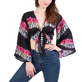 Long Sleeve Boho Top - Casual Shirt - Black