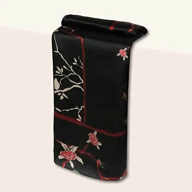 Luxurious Elegant Vintage Black Floral Silk Square Scarf 87 x 87 cm