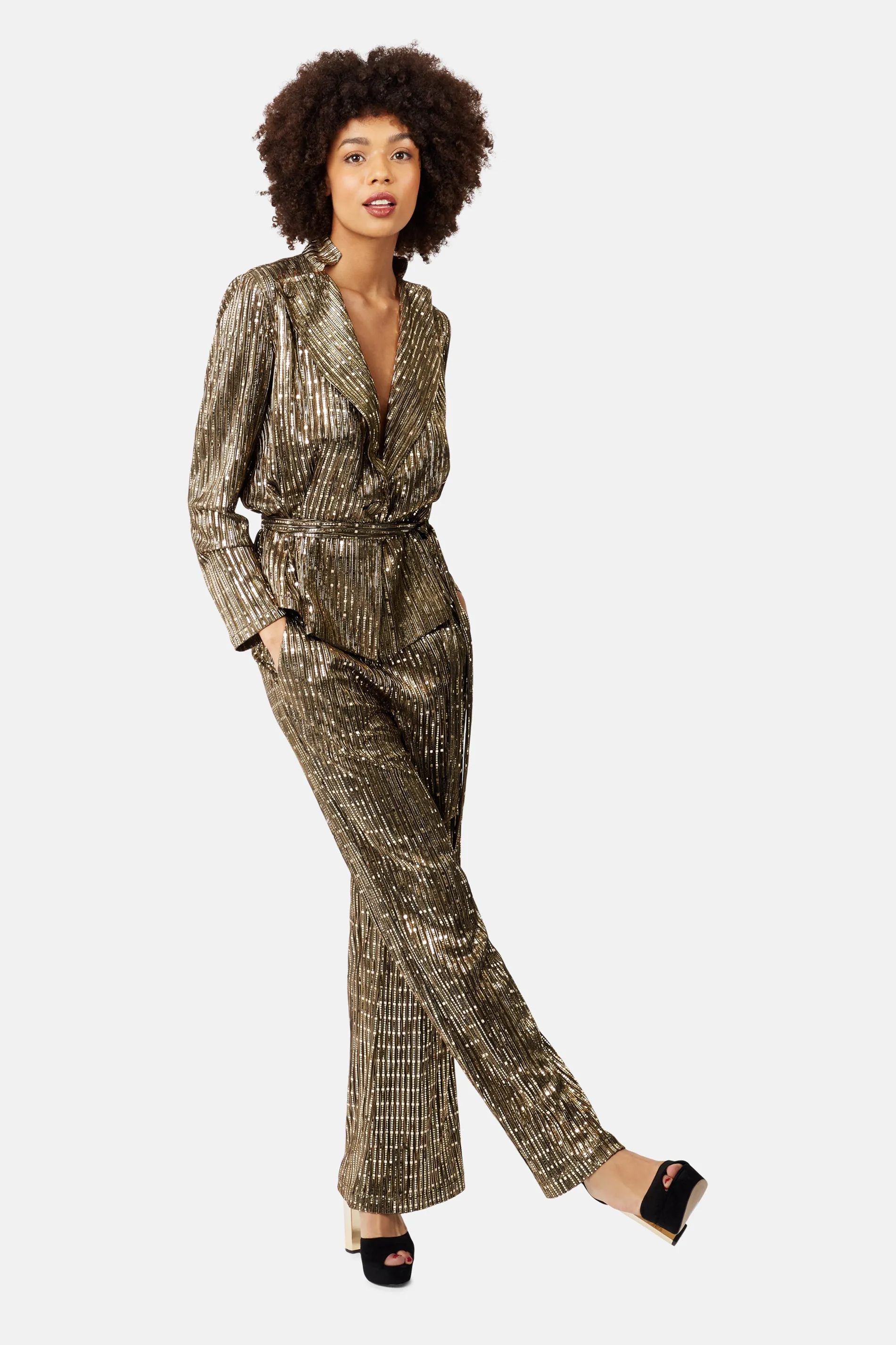 MacArthur Park Straight Leg Sequin Trousers in Bronze