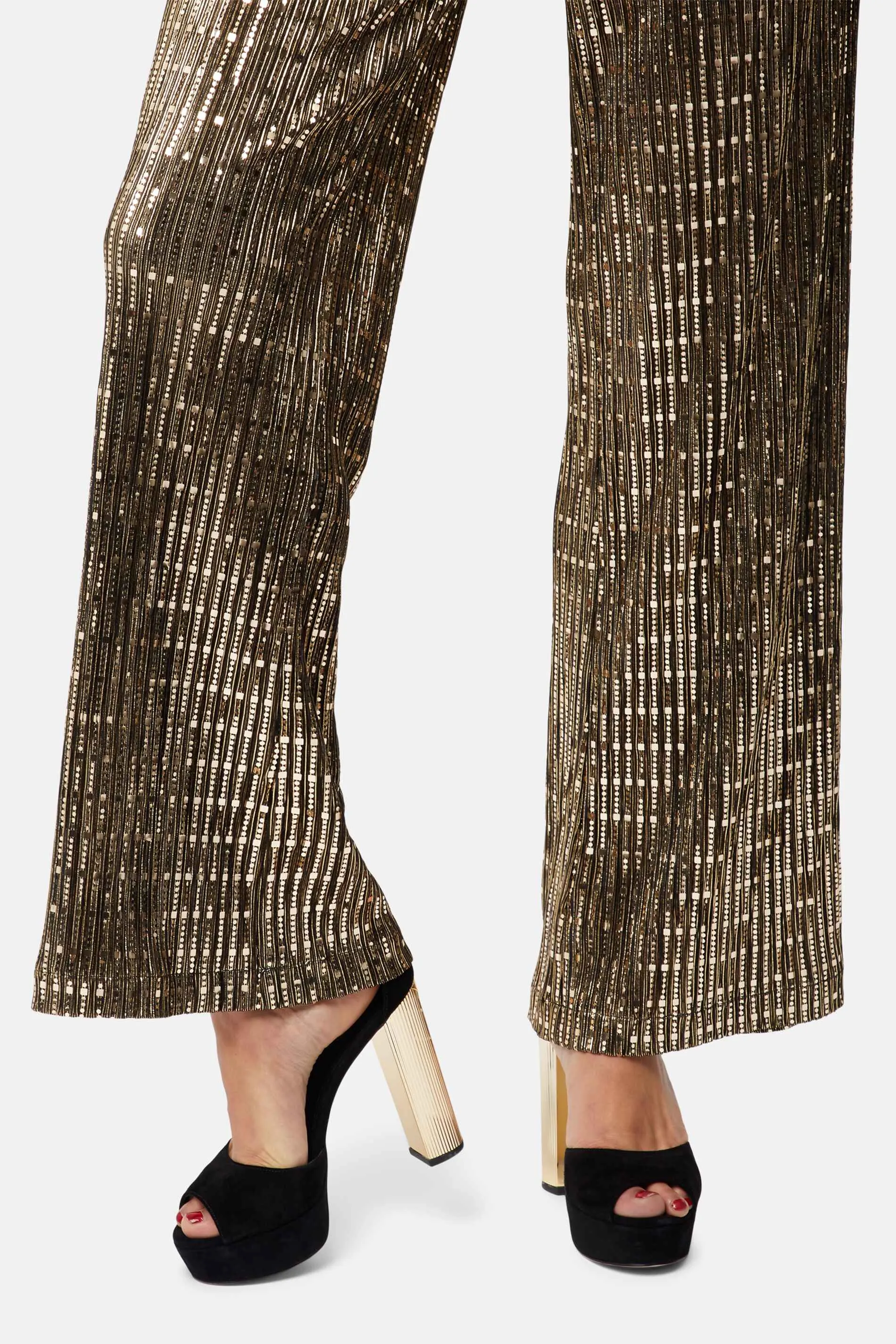 MacArthur Park Straight Leg Sequin Trousers in Bronze