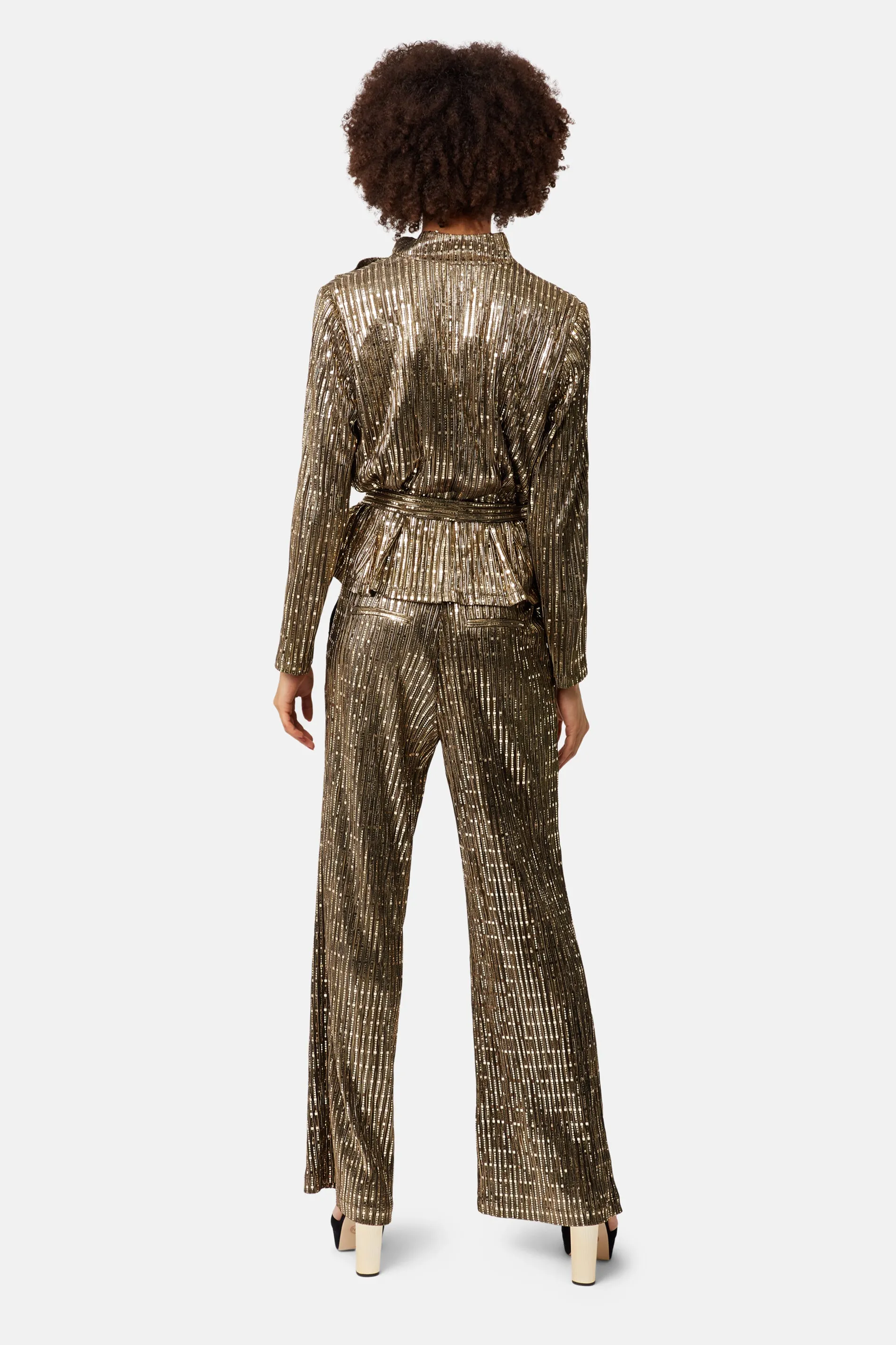 MacArthur Park Straight Leg Sequin Trousers in Bronze