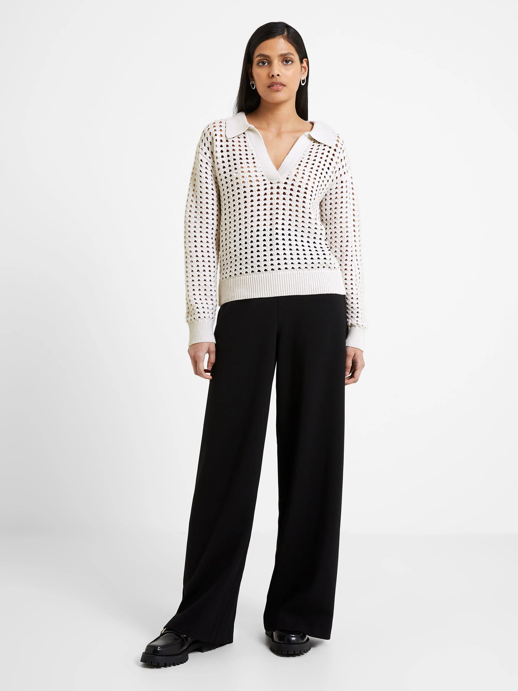 Manda Pointelle Collared Jumper