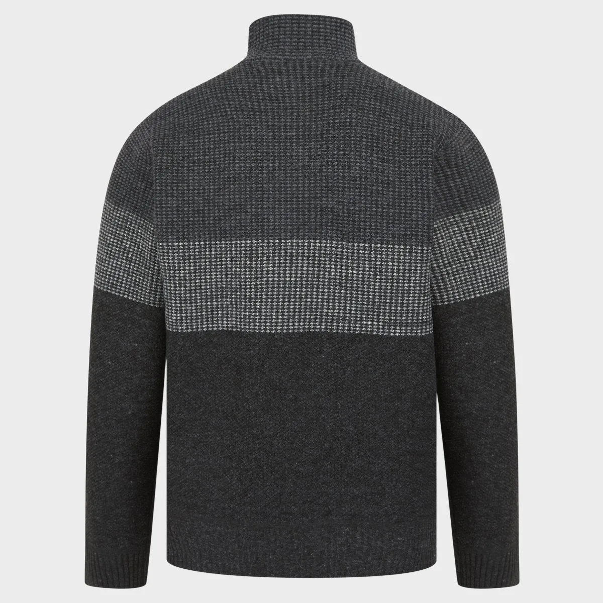 Mens 1/4 Zip Stripe Knitted Textured Jumper