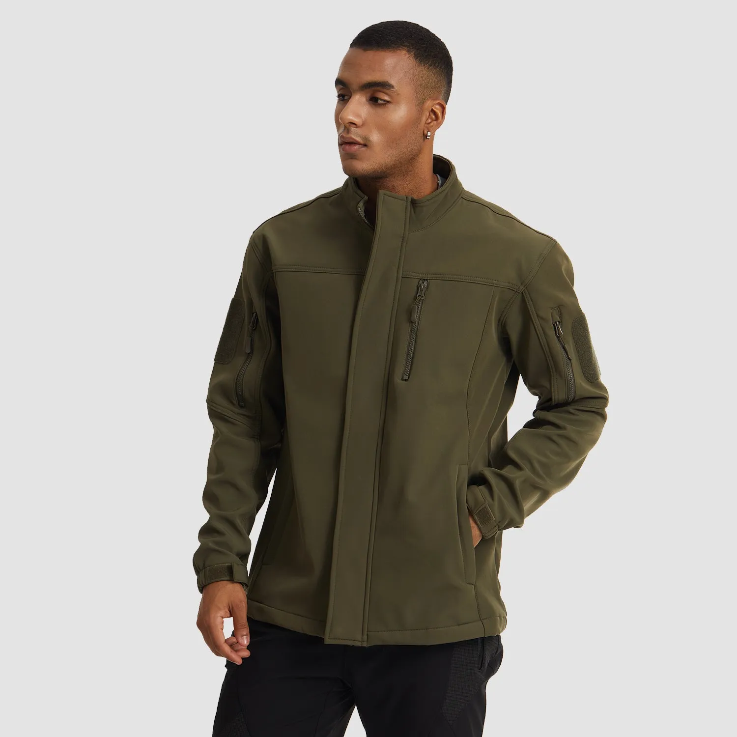 Men's Softshell Tactical Jacket Water-Resistant Fleece Lining Jacket for Outdoors