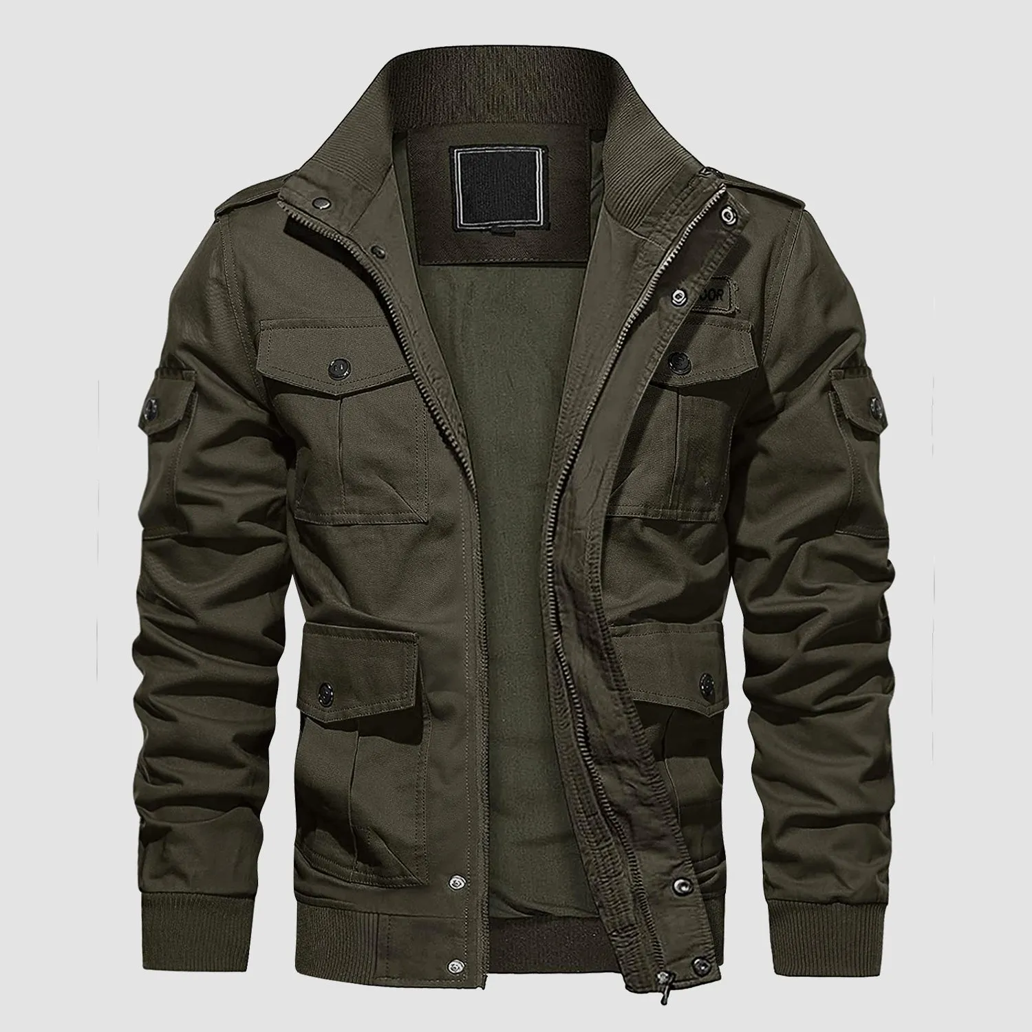 Men's Tactical Cargo Jackets Stand Collar Cotton Casual Jacket