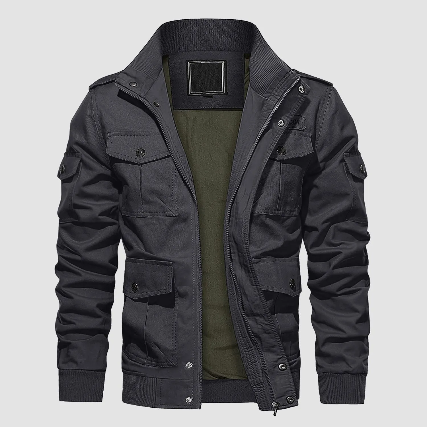 Men's Tactical Cargo Jackets Stand Collar Cotton Casual Jacket