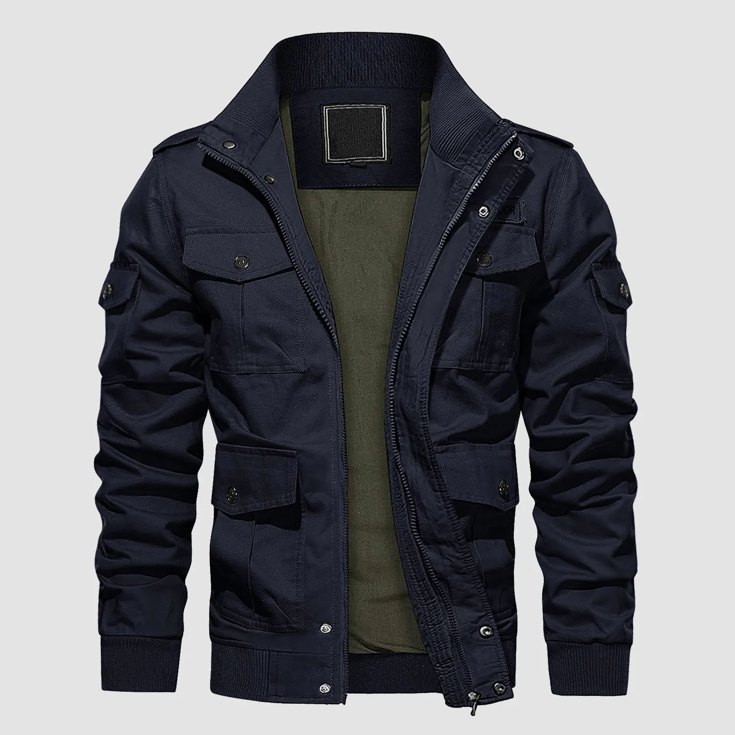 Men's Tactical Cargo Jackets Stand Collar Cotton Casual Jacket