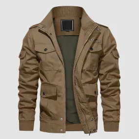 Men's Tactical Cargo Jackets Stand Collar Cotton Casual Jacket