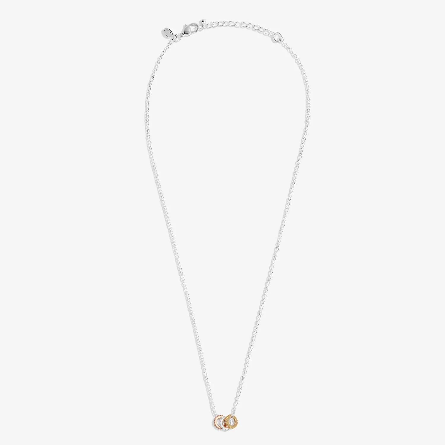 Mini Charms Three Tone Pave Silver Gold Rose Gold Plated Necklace 7637