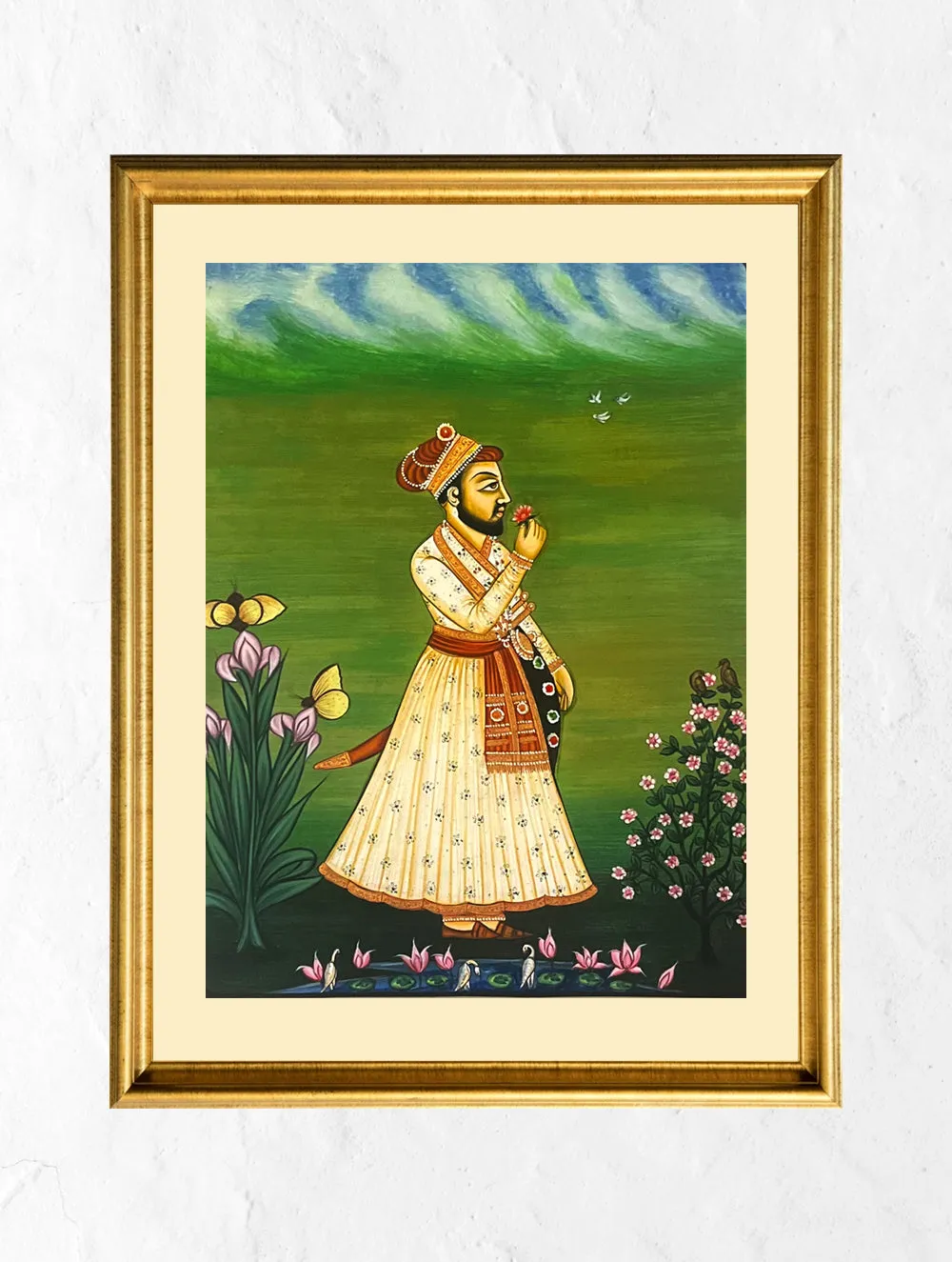 Miniature Art Painting - Nawab & Flower