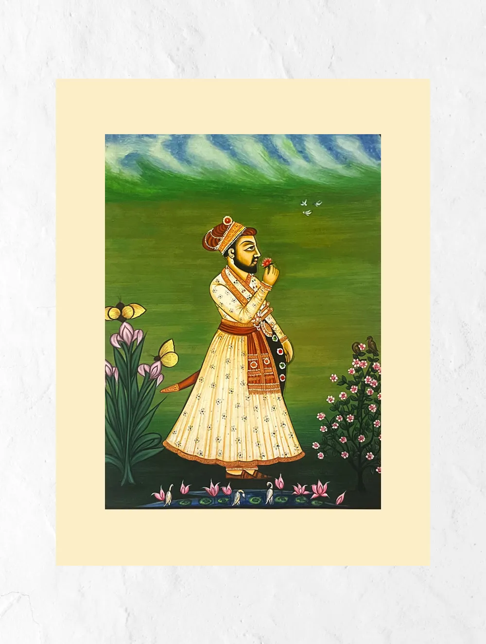 Miniature Art Painting - Nawab & Flower